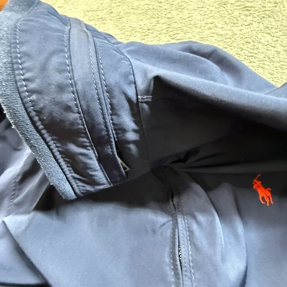 Vintage Polo Ralph Lauren Mens M Navy Blue Windbreaker Jacket Zip Up Lined